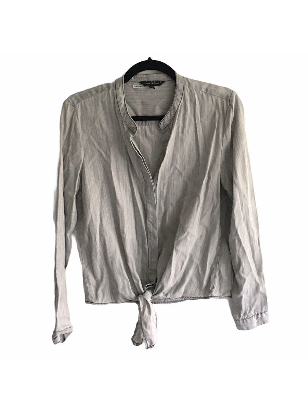 VELVET HEART Gray Button Down Long Sleeve Tie Front Shirt Blouse S